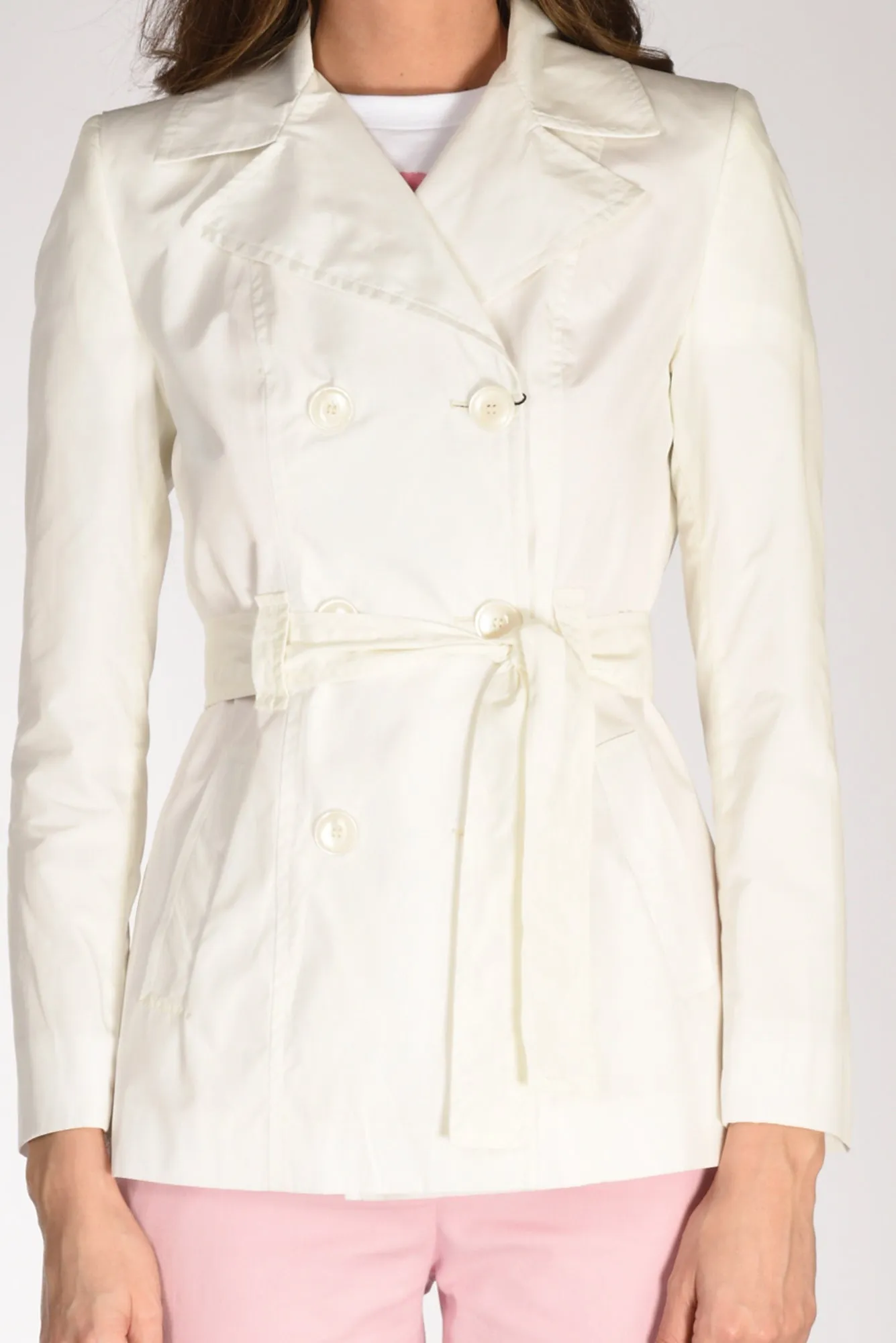 Women's Five Short White Trench Coat