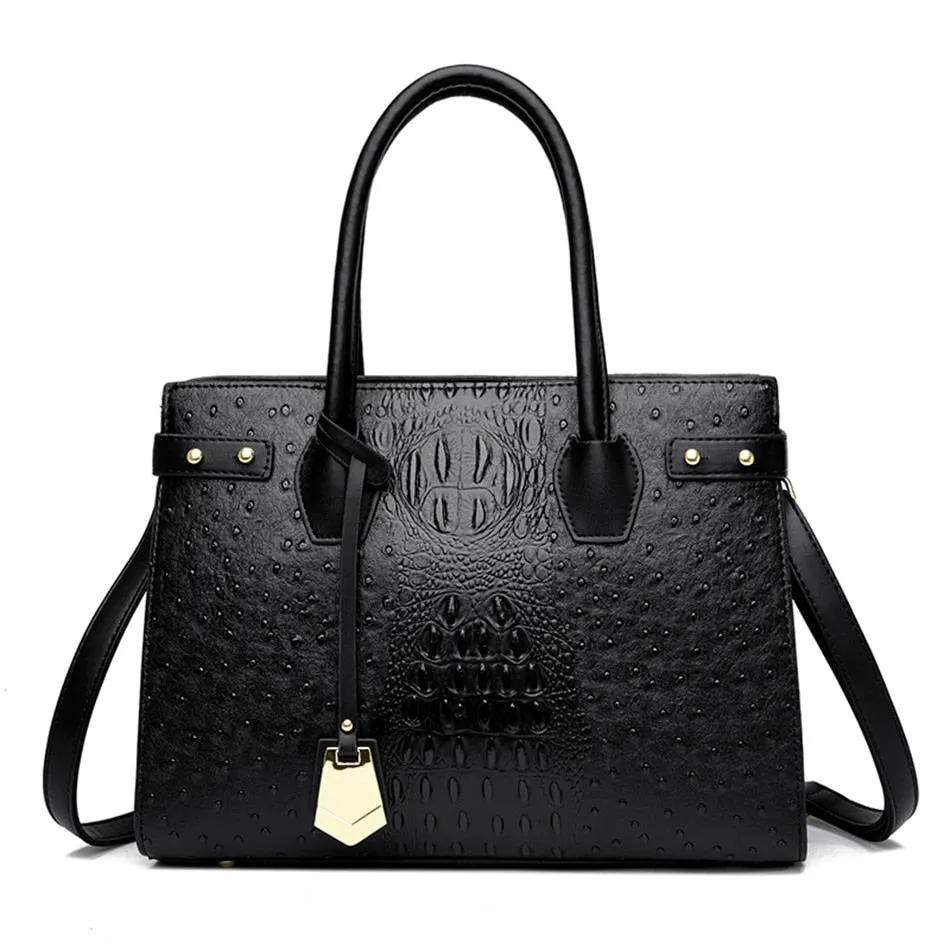 Women's Large Capacity Top-handle Alligator Pattern Shoulder Crossbody Bag