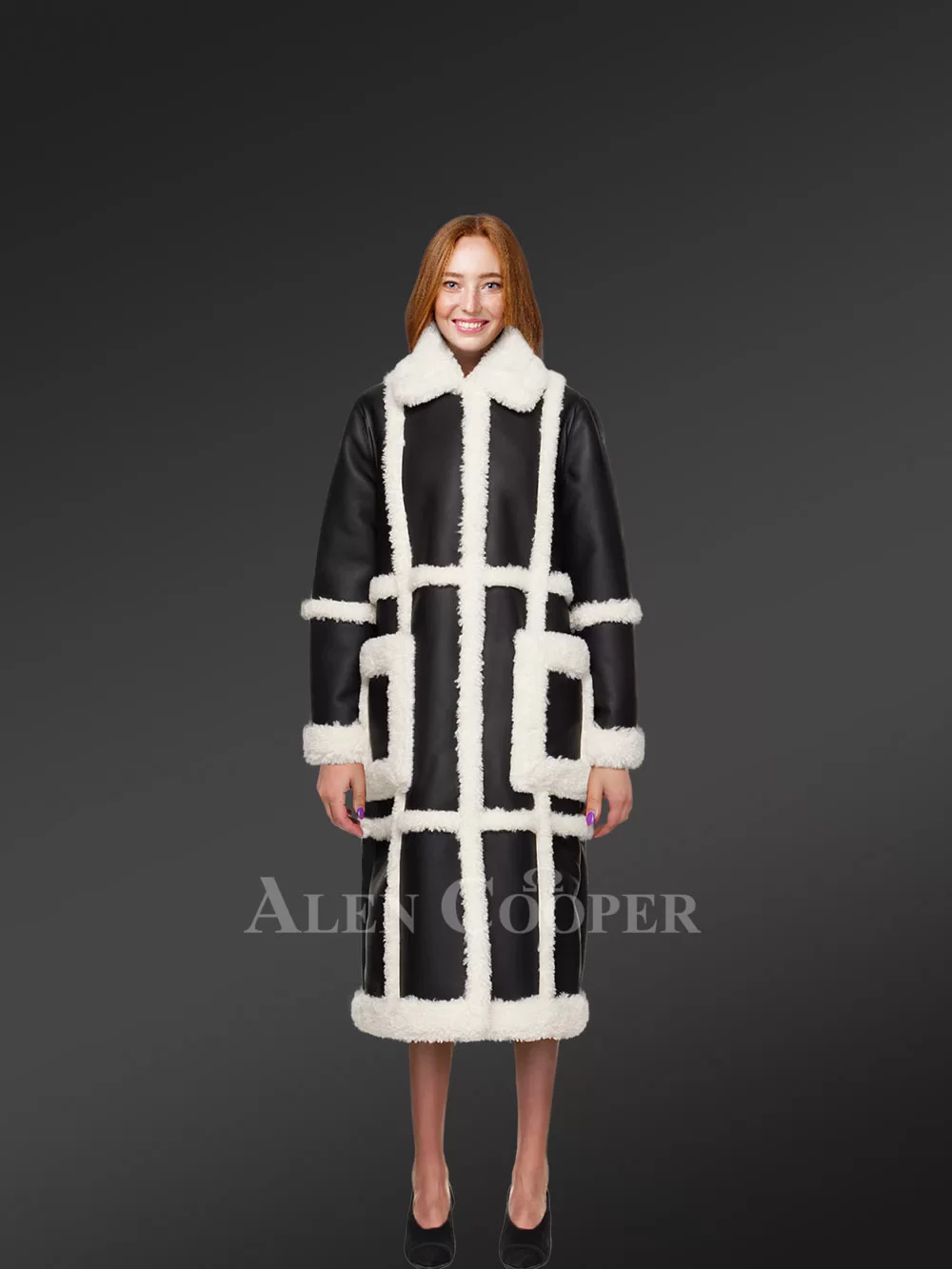 Womens long shearling coat to stay fashionable this winter