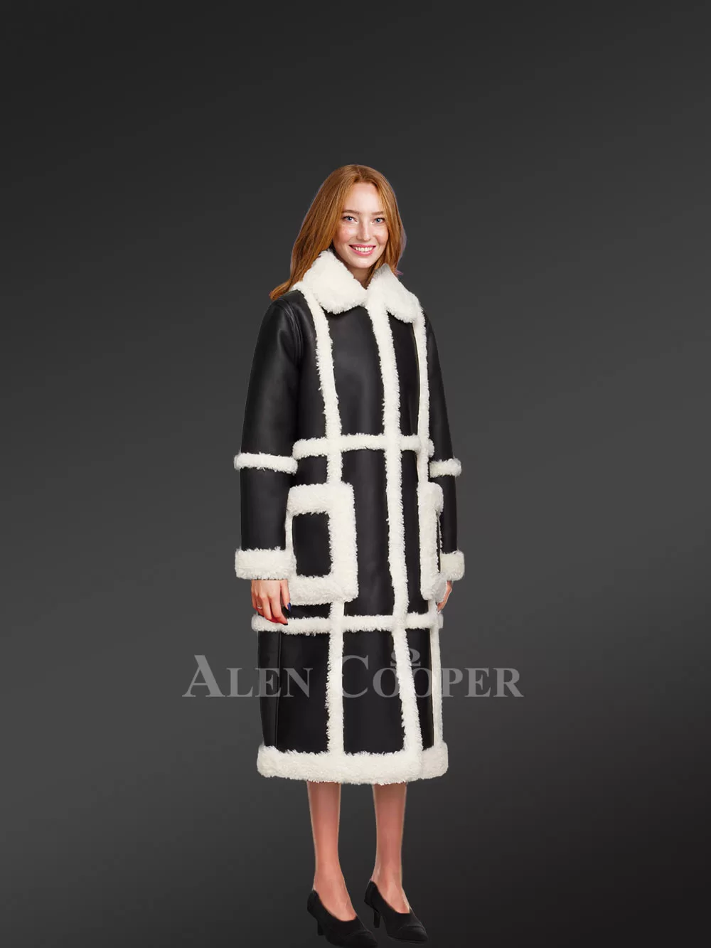 Womens long shearling coat to stay fashionable this winter