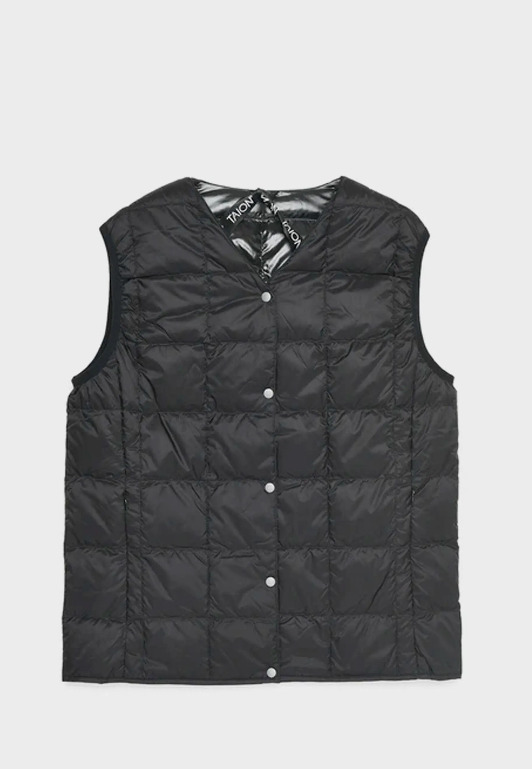 Womens V Neck Button Down Vest - black