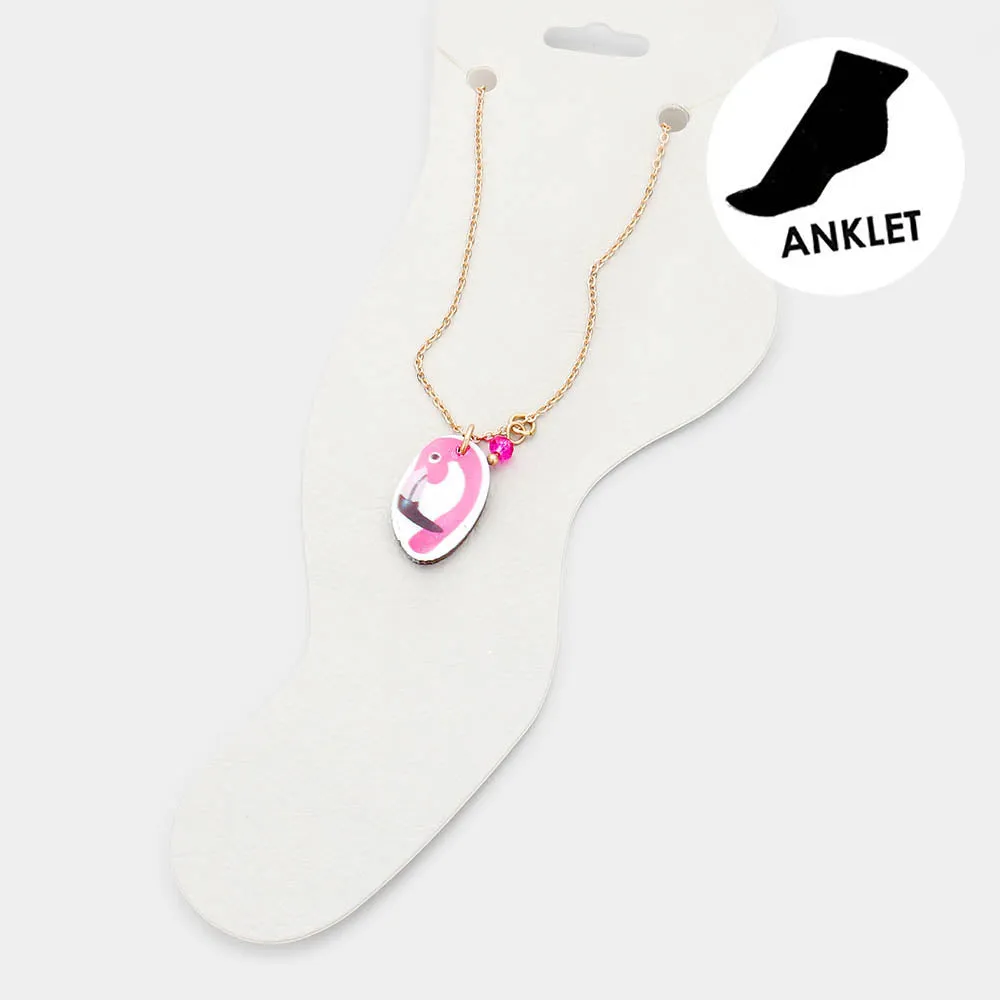 Wood Flamingo Anklet