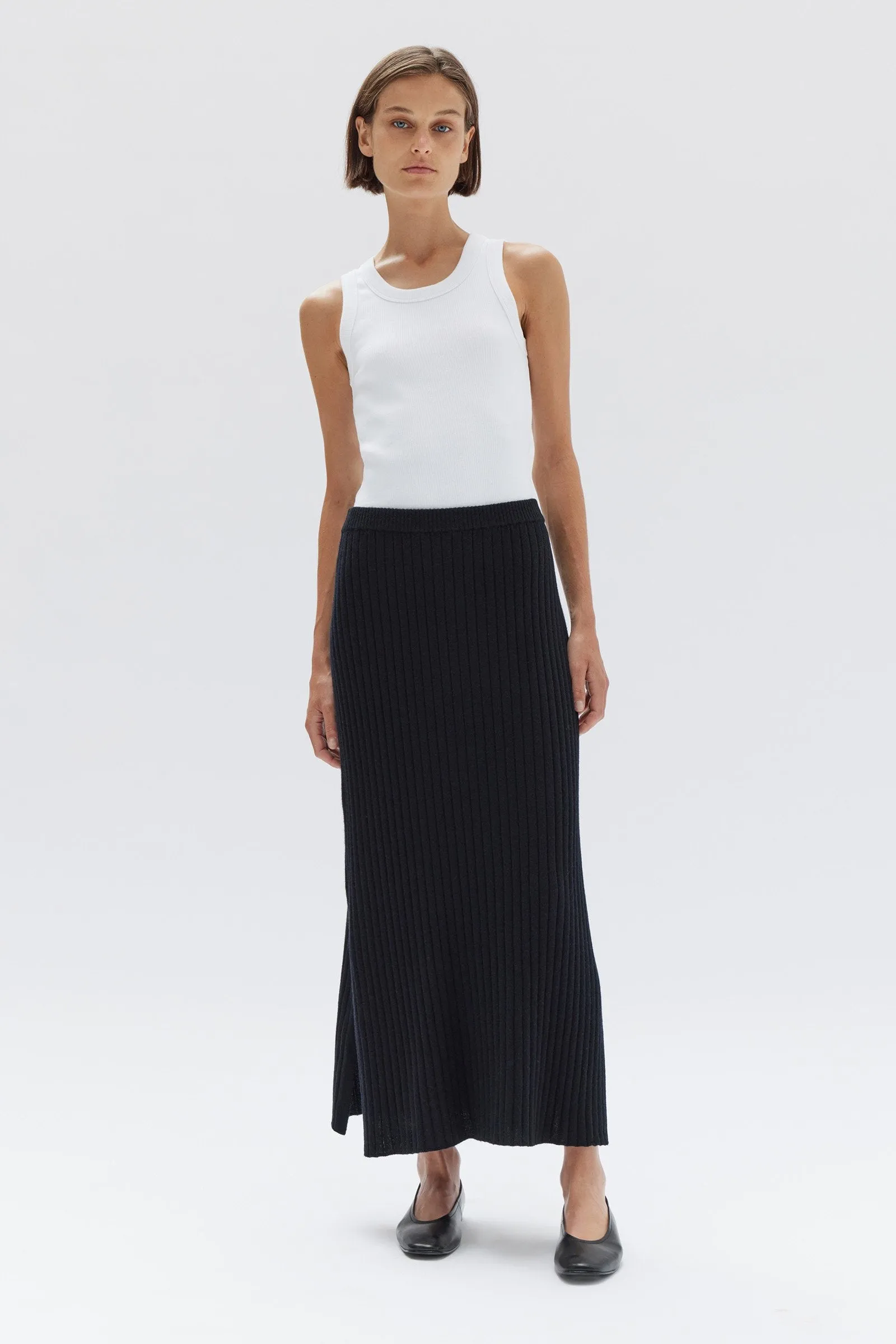 Wool Cashmere Ribbed Skirt