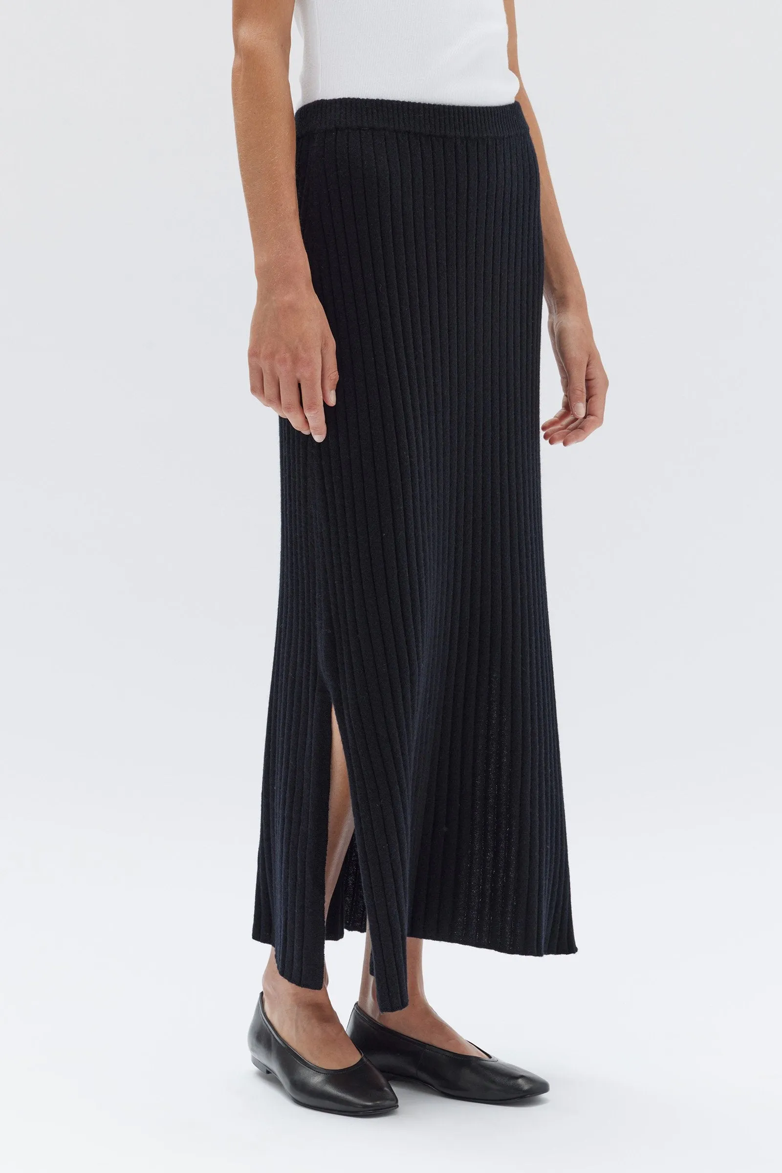 Wool Cashmere Ribbed Skirt