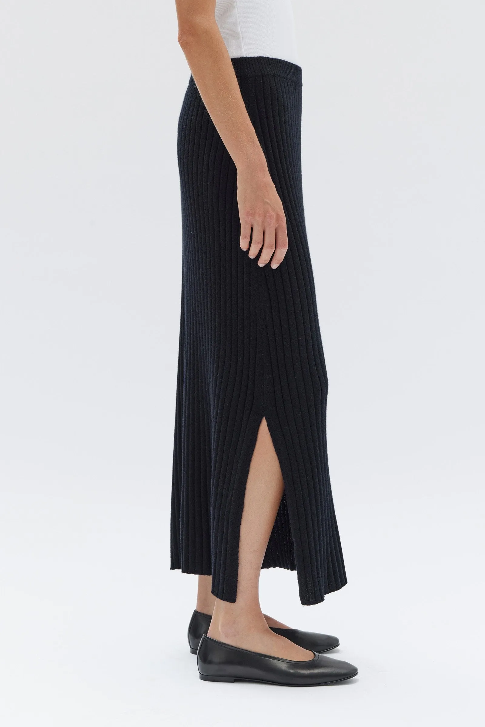 Wool Cashmere Ribbed Skirt