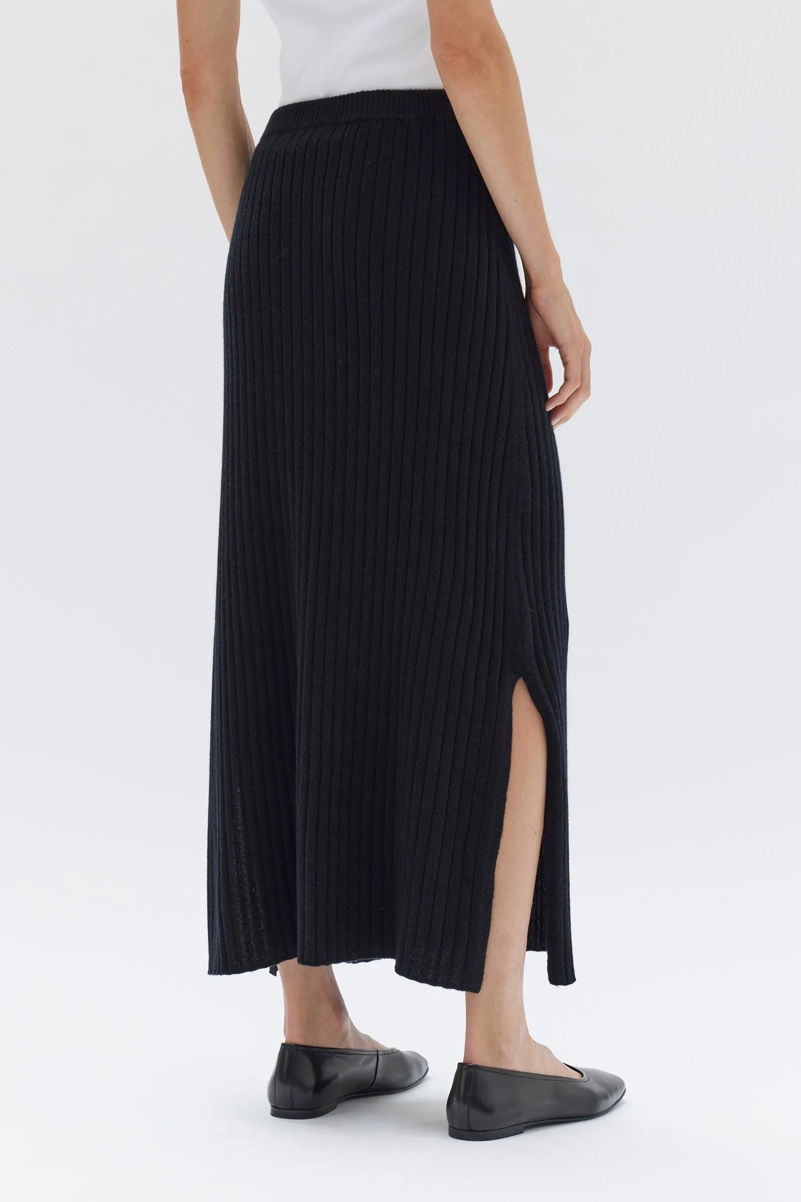 Wool Cashmere Ribbed Skirt