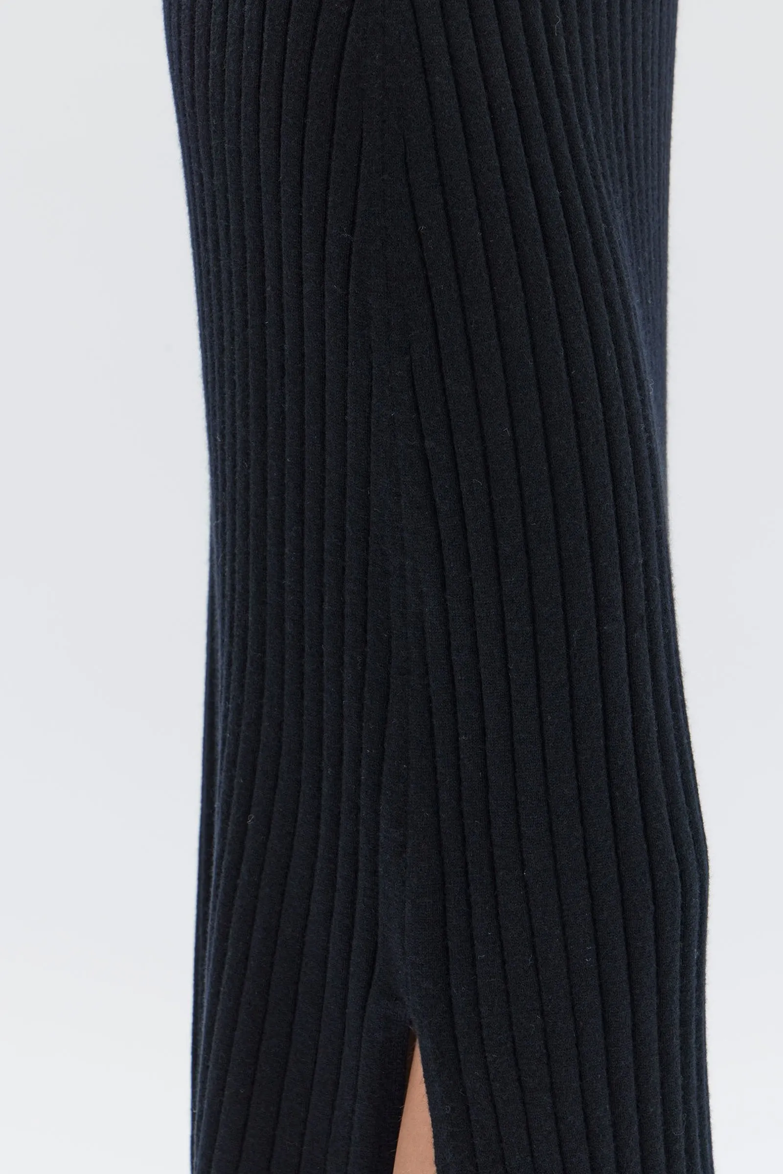 Wool Cashmere Ribbed Skirt