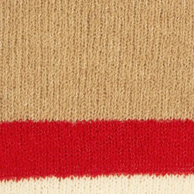 Wool Pullover Sweater in Camel, White, and Red