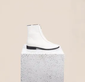 Zip-Up Ivory Leather Ankle Boot - Roma